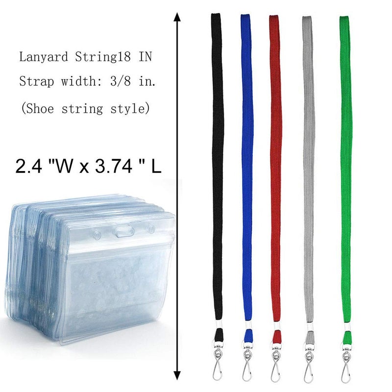 Bird Fiy Name Tags Green Lanyards/Badge Holder Pairs Woven Round Lanyard & Horizontal Sealable Waterproof Clear Plastic ID Card Lanyards with id Holder Name Badges (Green, 50 Pack) - Image 3